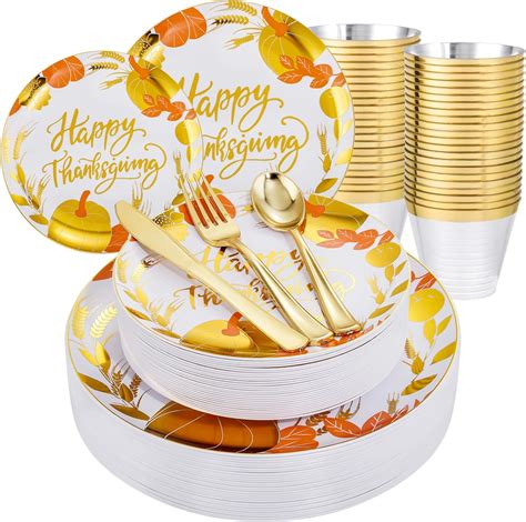 Amazon KIRE 150PCS Thanksgiving Plates Dinnerware Pumpkins