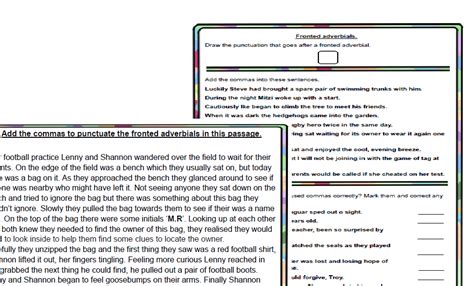 Y4 Fronted Adverbials Free And Premium Teaching Resources