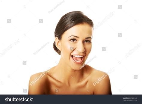 Portrait Nude Woman Laughing Loud Looking Stock Photo 261432248