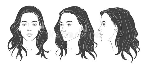 Set Of Three Different Angles Different View Front Profile Three Quarter Of A Girl Face