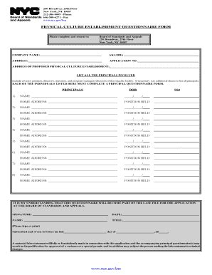 Fillable Online Nycppf PCE Questionnaire Form NYC Gov Nycppf Fax