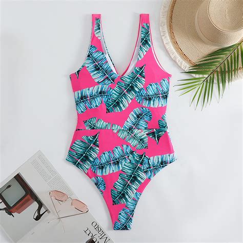 Edhitnr Women Swimsuits Summer Sexy V Neck One Piece Swimsuit Fashion