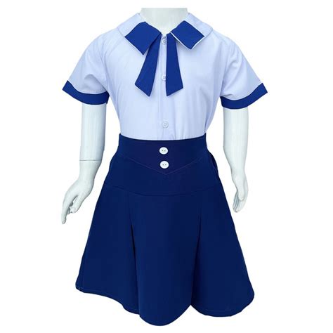 School Shirt With Bow Collar Blue School Uniform Shirt For Girls