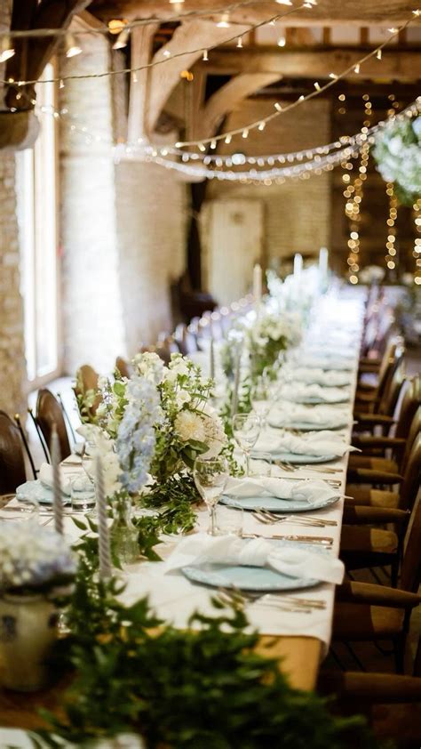 Barn Wedding With Blue And White Summer Floral Decor White