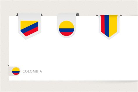 Label flag collection of Colombia in different shape. Ribbon flag ...