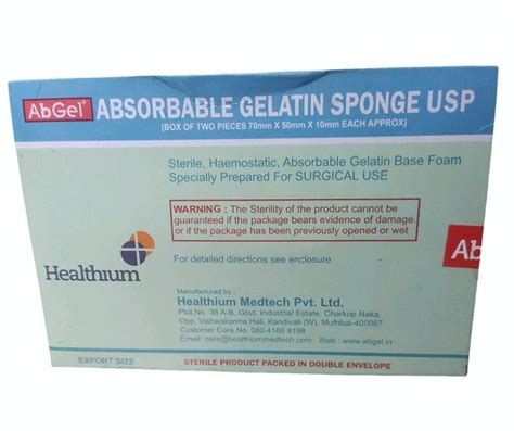 Cotton Absorbable Gelatin Sponge Usp Sponge Size Mm Mm Mm At