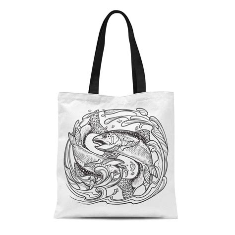 Ashleigh Canvas Tote Bag Zodiac Sign Pisces Two Fishes Jumping From The