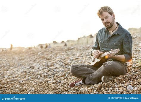 Young Handsome Man Playing Ukulele Stock Image Image Of Playing