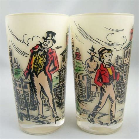 Set Of 8 Gay Fad Dickens Beverage Sham Glass Tumblers In Box