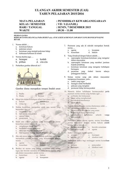 Soal Uas Pkn Smp Kelas Vii 2015 Ktsp Pdf