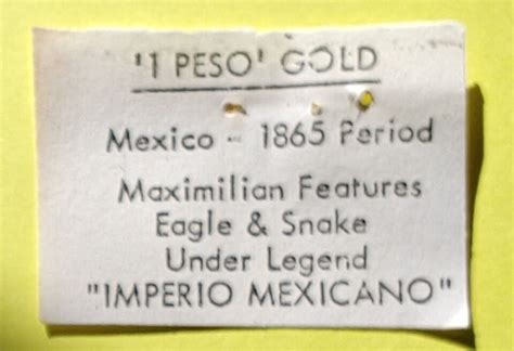 Gold 1865 One Peso Mexico Mexican Maximiliano Emperador Mini Coin EBay