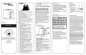 Manual Hamilton Beach 22570E Toaster