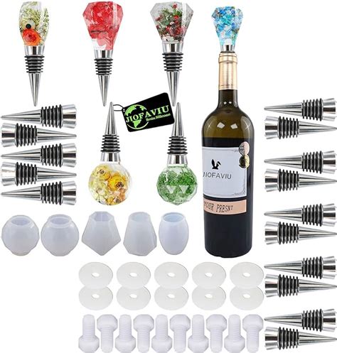 Amazon JOFAVIU 10 Pcs Resin Wine Bottle Stoppers Molds Set 5