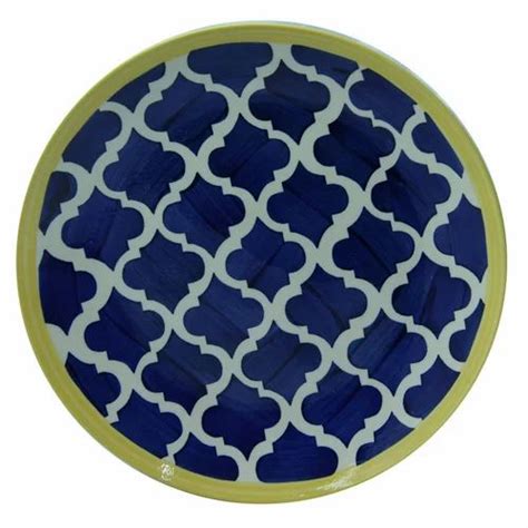 Stoneware Blue And Yellow Umrao Dinner Plate Size 25 X 25 X 2cm At Rs