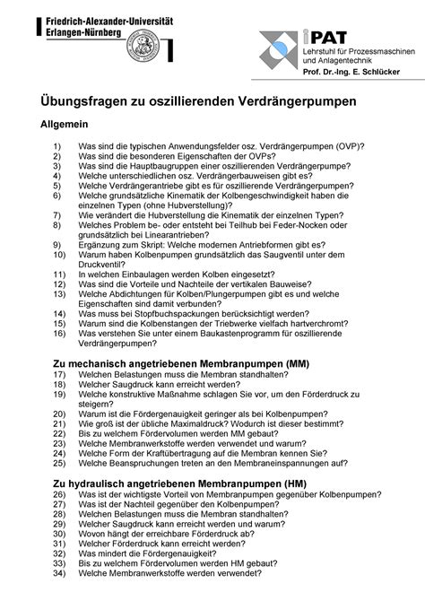 PAK V8 V9 Fragen zu oszillierenden VP Übungsfragen zu oszillierenden