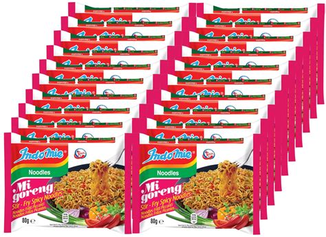 Indomie Mi Goreng Hot And Spicy Noodles 80g Pack Of 20 Authentic Indonesian Fried Instant