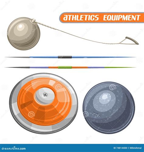 Shot Put, Discus, Hammer And Javelin Throw Vector Illustration ...