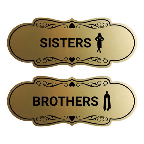 Signs ByLITA Designer Sisters and Brothers 2 Pack Restroom Sign ...