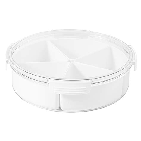 Walbest Walbest Round Plastic Divided Serving Tray With Lid 45