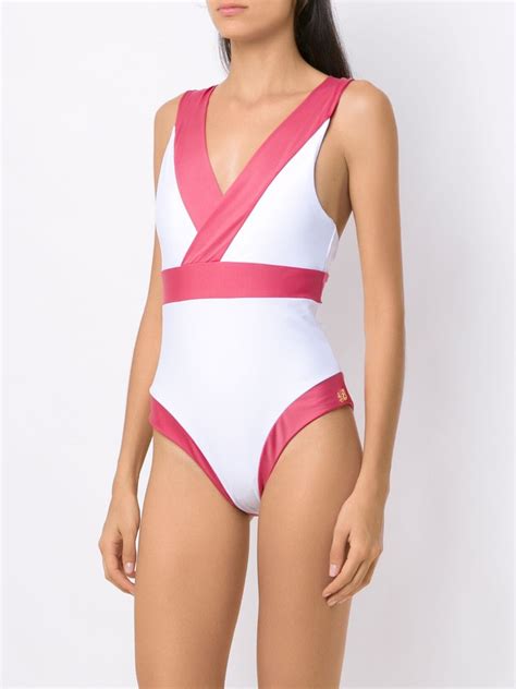 Brigitte Panelled Swimsuit Pink Farfetch