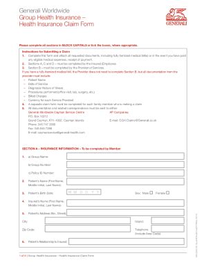 Fillable Online Generali Worldwide Health InsuranceMedical Claim Form