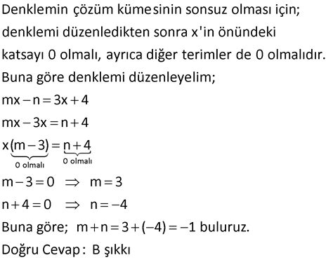 Birinci Dereceden Denklemler Z Ml Sorular