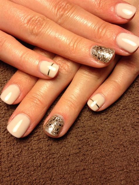 Nude Gold Glitter Nails Nail Art Stripe Vegas Gel Polish Check Me Out