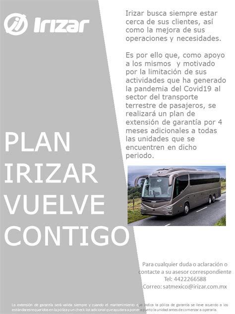 Irizar Lanza El Plan Vuelve Contigo