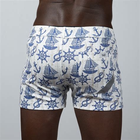 Nautical Linen Texture Shorts Creative Male