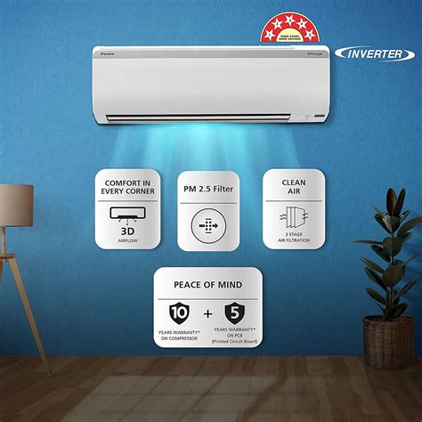 Buy Daikin Standard 1 8 Ton 5 Star Inverter Split Ac Copper Condenser