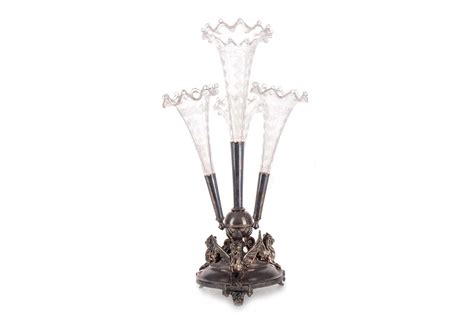 Lot 1380 Victorian Silver Plated And Clear Glass