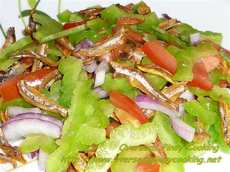 Overseas Pinoy Cooking: Ampalaya Salad with Crispy Fried Dried Dilis