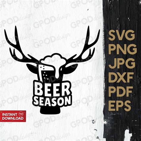 Beer Season Svg Deer Horns On Beer Svg Clipart For Cricut Etsy