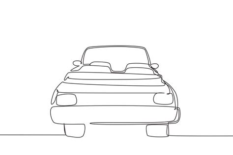 Single One Line Drawing Vintage Cabrio Sportwagen Logo Symbol