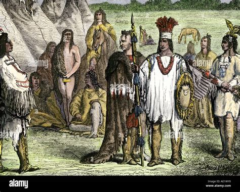 Creek Indian Village Hand Colored Woodcut Stock Photo Alamy