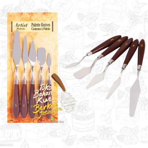 Jual PISAU PALET SET 5 PAINTING KNIFE 5 PCS SET STAINLESS WOOD HANDLE