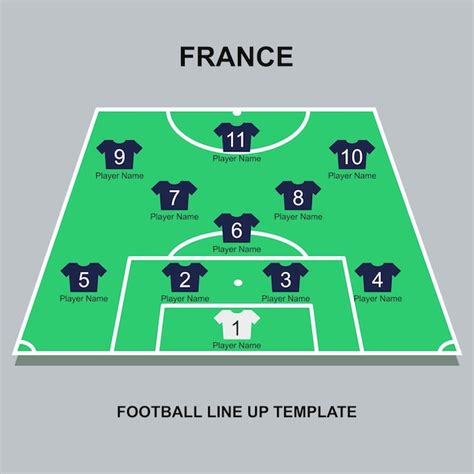 Premium Vector France Football Line Up Formation Template