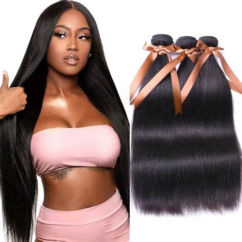 Bundles De Cheveux Humains Raides Br Siliens Tissage De Cheveux Remy