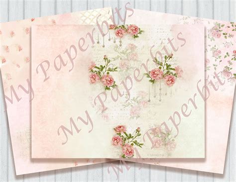 Digital Vintage Shabby Pink Rose Pink Rose Digital Junk Etsy