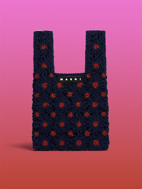 MARNI MARKET FISH Bag In Blue And Red Crochet Marni