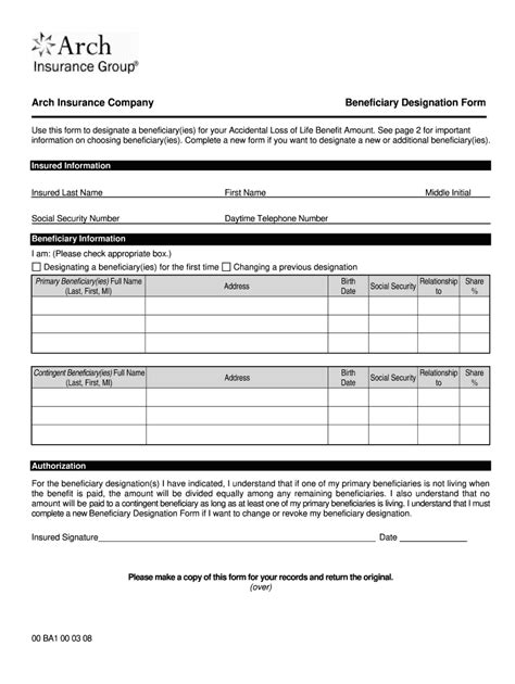 Fegli Beneficiary Form Fill Out Sign Online DocHub