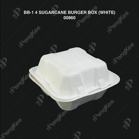 Bb Sugarcane Burger Box White S X Pkt Ctn Peng Kee