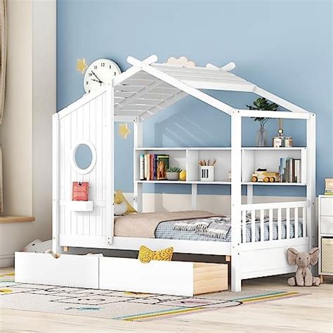 Amazon.com: Bellemave Twin Size House Bed with 2 Storage Drawers,Kids ...