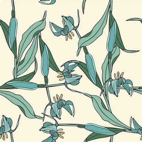 Premium Vector Vintage Floral Sketch Hand Drawn Flower Seamless Pattern