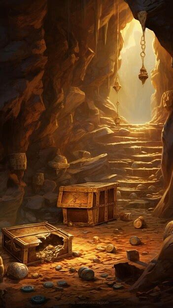 Premium AI Image | treasure in a bright cave