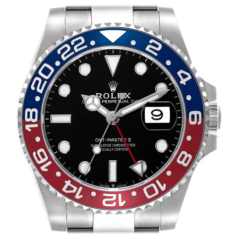 Rolex Gmt Master Ii Blue Red Pepsi Bezel Steel Mens Watch 16710 At 1stdibs Rolex Blue And Red