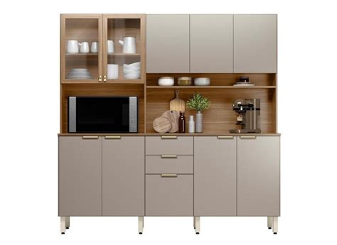 Cozinha Compacta Amora 10 Portas E 2 Gavetas Amêndola Nude Demóbile Amêndola Nude o Melhor