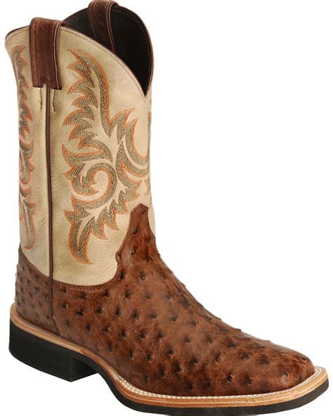 Justin Mens Full Quill Ostrich Western Boots Boot Barn