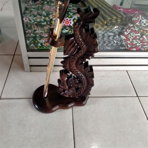 Jual Jagrak Keris Kayu Jati Ukir Naga Finishing Plitur Halus Shopee