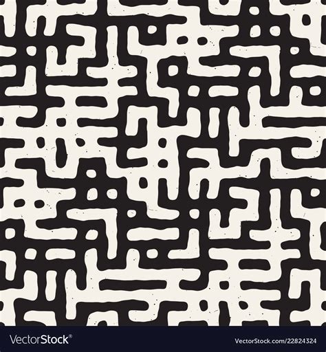 Seamless Black And White Rounded Irregular Maze Vector Image